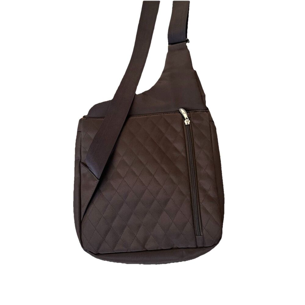 TRAVELON Brown‎ Crossbody Messenger Shoulder Anti-Theft Travel Assessories NWOT - Picture 4 of 12